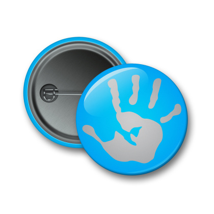 Reflektierender Ansteckbutton - blaue Hand